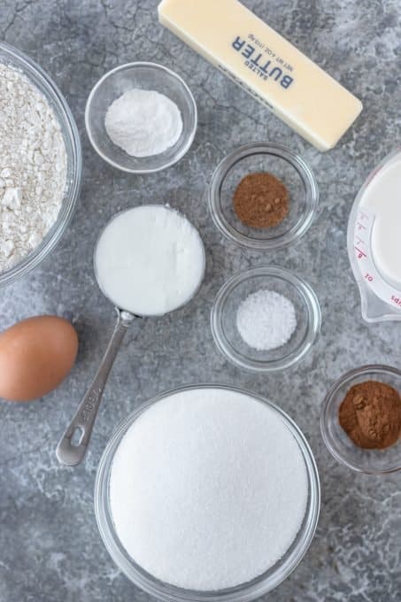 Ingredients for muffins with cinnamon sugar.