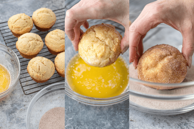 The process of making French Breakfast Puffs.