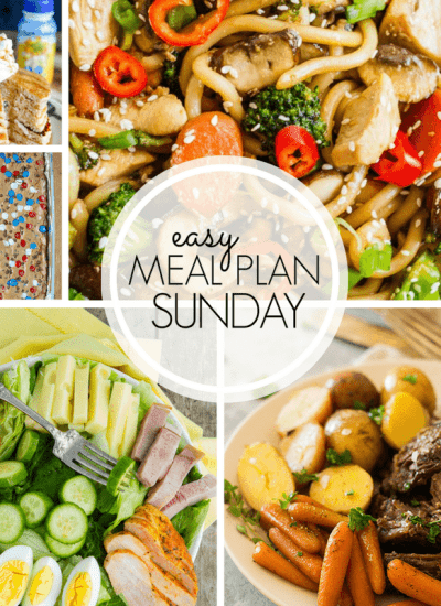 With Easy Meal Plan Sunday Week 102 - six dinners, two desserts, a breakfast and a healthy menu option will help get the week's meal planning done quickly!