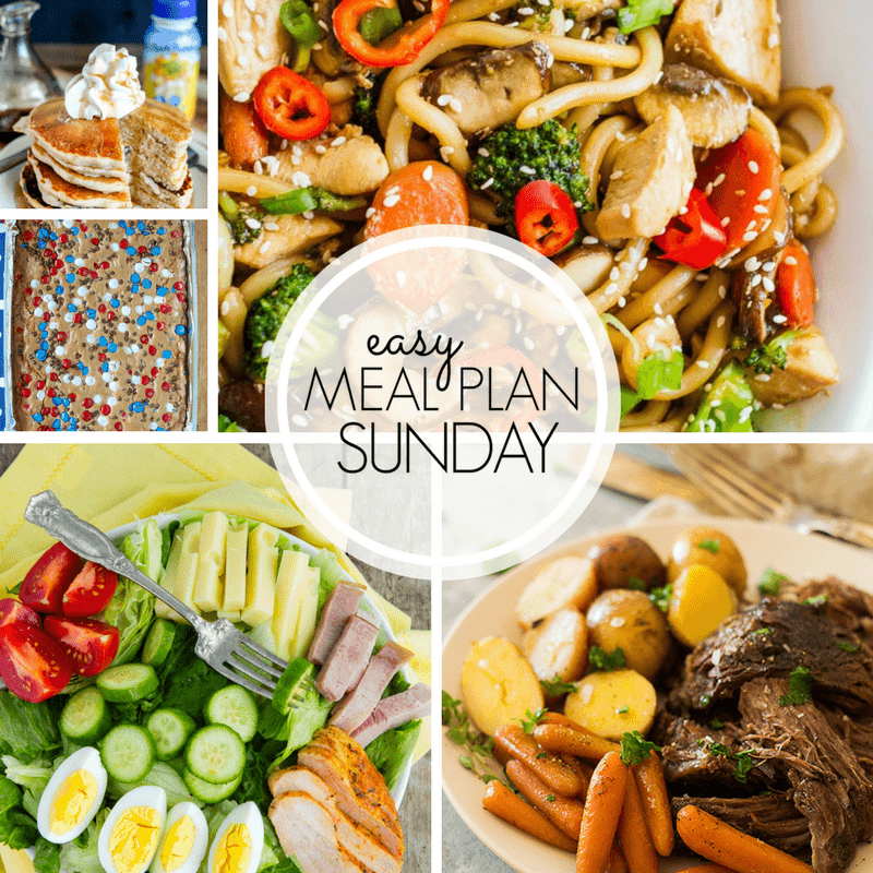 With Easy Meal Plan Sunday Week 102 - six dinners, two desserts, a breakfast and a healthy menu option will help get the week's meal planning done quickly!