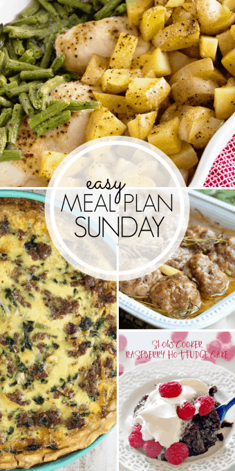 With Easy Meal Plan Sunday Week 102 - six dinners, two desserts, a breakfast and a healthy menu option will help get the week's meal planning done quickly!