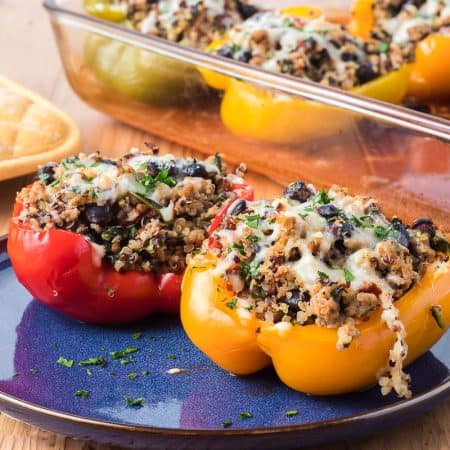 Quinoa, Black Bean and Turkey Stuffed Peppers