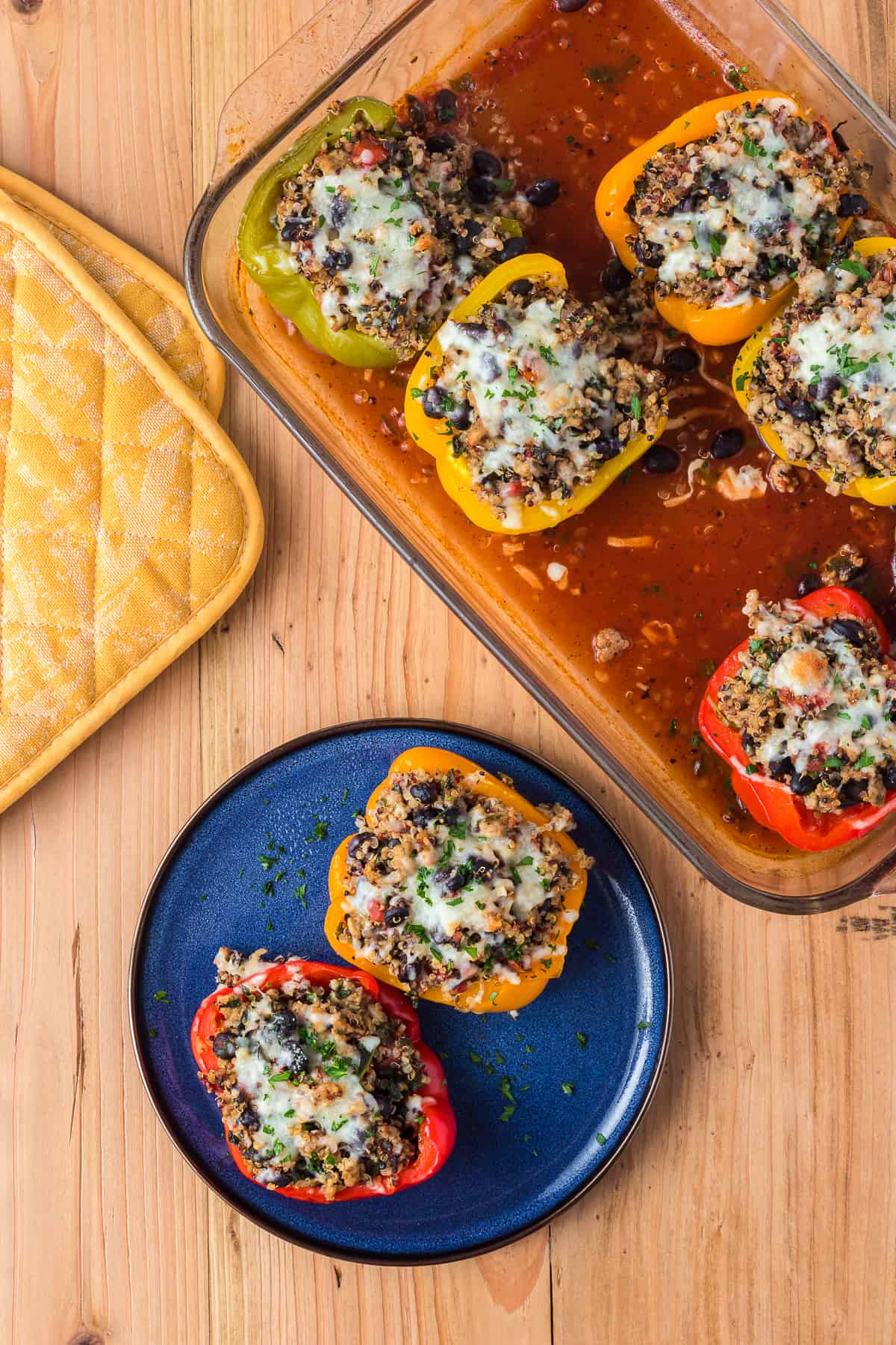 Colorful stuffed bell peppers.