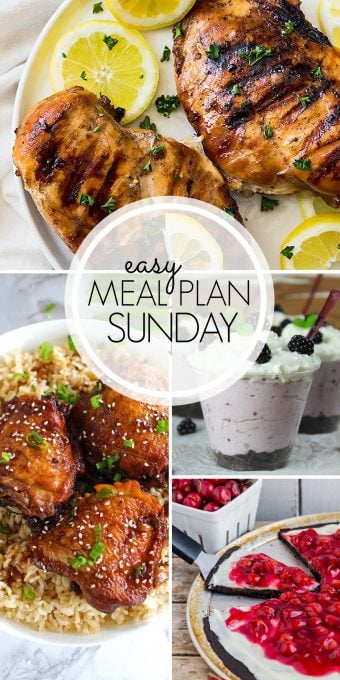 With Easy Meal Plan Sunday Week 105 - six dinners, two desserts, a breakfast and a healthy menu option will help get the week's meal planning done quickly!