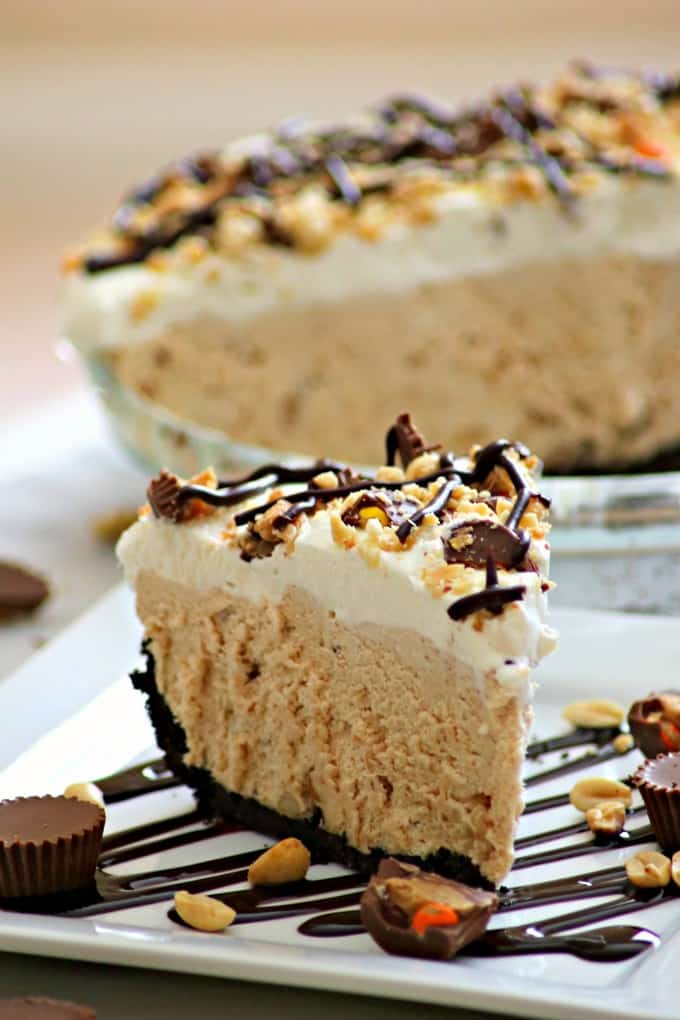 This No-Bake Peanut Butter Pie with an Oreo crust, peanut butter filling, and fresh whipped cream make it THE perfect choice for game night or any night!