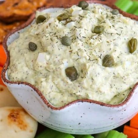 Combine your love of dill pickles and egg salad into this tasty Dill Pickle Egg Salad Dip. Serve with an assortment of veggies, crackers, chips and breads, this appetizer will be perfect for your next party. Made with Great Day Farms Peeled and Ready-To-Eat Hard Boiled Eggs, convenience couldn't be any easier!