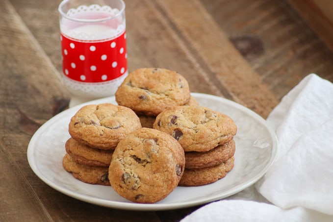 There's nothing quite like that feeling when you bite into Soft and Chewy Chocolate Chip Cookies. Two secret ingredients add flavor and texture, and whether they remind you of Grandma's kitchen or your favorite bakery, these cookies will immediately have you pouring a glass of milk to dunk them in.