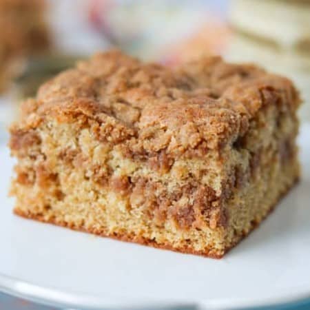 A slice of Cinnamon Sour Cream Coffee Cake.