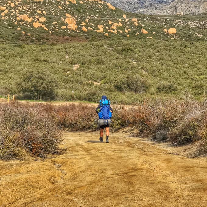 The first steps of a 2,650-mile hike on the Pacific Crest Trail beginning in Campo, CA.