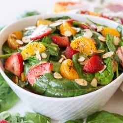 This Strawberry Spinach salad with its' sweet and sour poppy seed dressing will be a very requested recipe this summer.