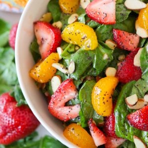 A sweet and sour poppy seed dressing brings this Strawberry Spinach Salad to life!
