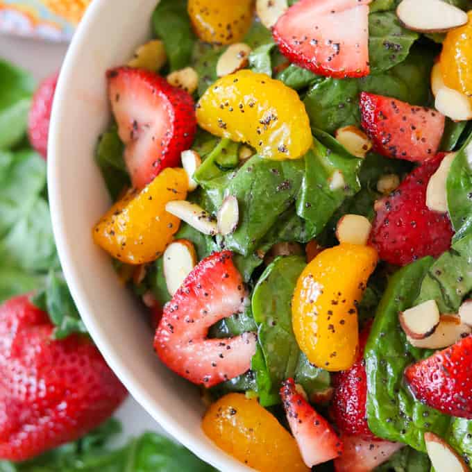 A sweet and sour poppy seed dressing brings this Strawberry Spinach Salad to life! A sweet and sour poppy seed dressing brings this Strawberry Spinach Salad to life!