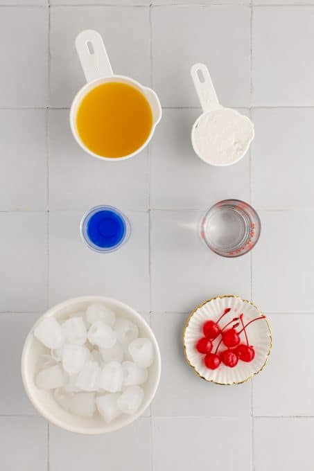 Ingredients for a Blue Ocean Cocktail