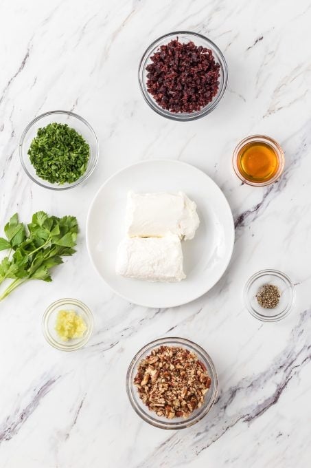 Ingredients for Cranberry Pecan Goat Cheese Bites