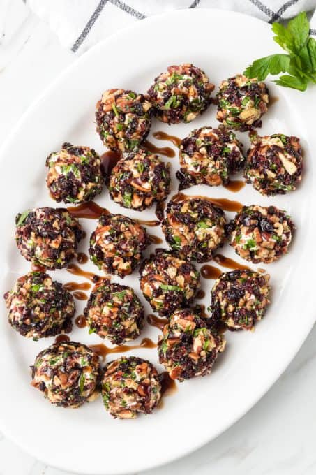 Crushed pecans, dried cranberries and parsley make Goat cheese balls an amazing and easy appetizer.