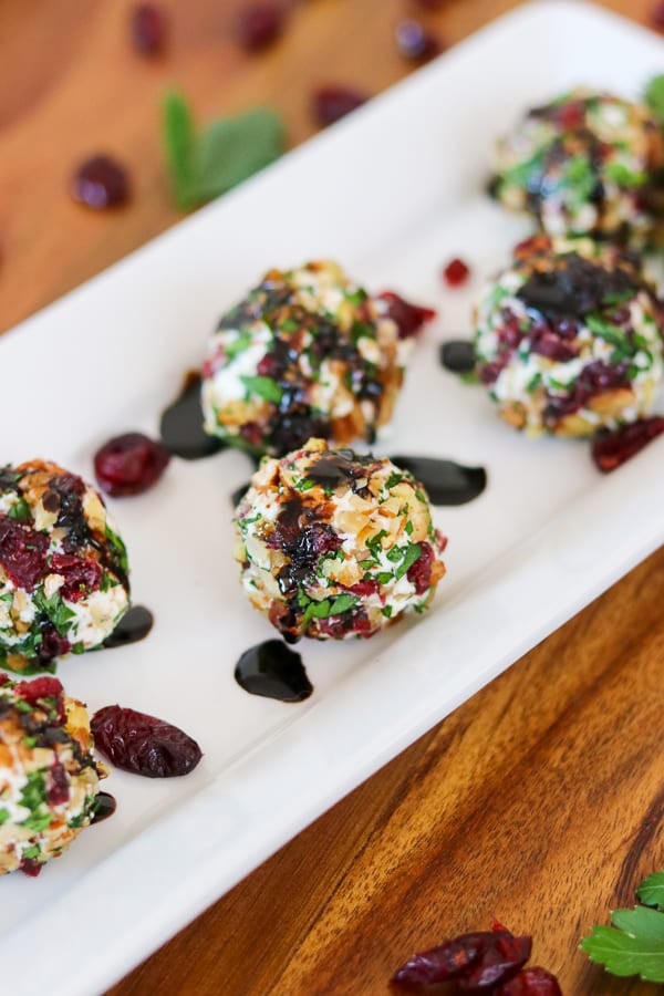 These are Cranberry Pecan Goat Cheese Bites. A slightly sweet and savory appetizer that will be perfect for your upcoming parties!