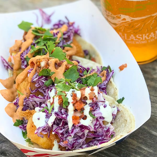 Three Beer Battered Halibut Tacos from Deckhand Dave's, Juneau Alaska