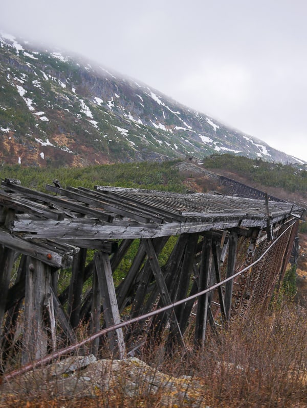 Abandoned railroad bridge from 1898 Klondike gold rush. Skagway, Alaska- What to Pack for an Alaska Cruise