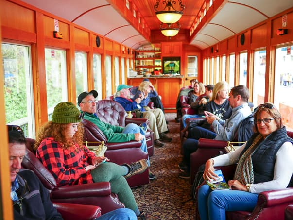 The inside of the Luxury Class train car on the White Pass Scenic Railway. Skagway, Alaska.