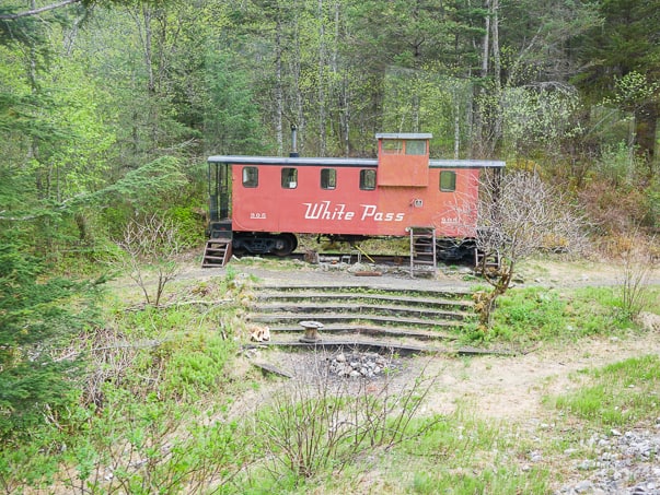 An original train car on White Pass Scenic Railway. Skagway, Alaska