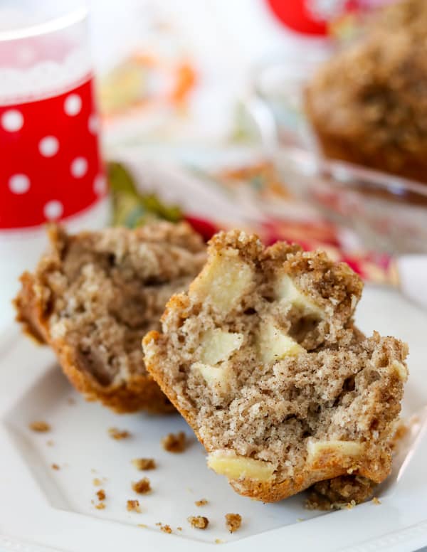 Close up of an Apple Streusel Muffin.
