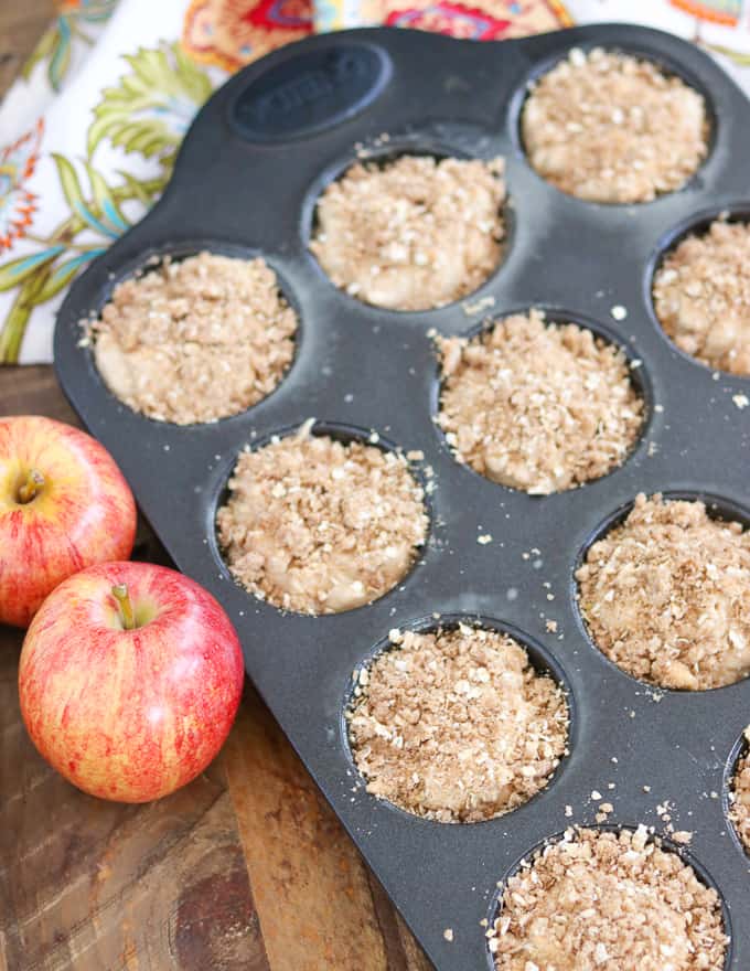 Apple Streusel Muffins before going into the oven.