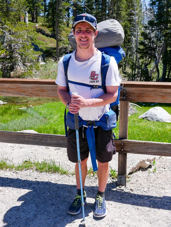 Cameron leaving for his PCT hike at Echo Lake, CA