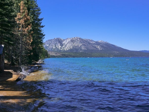 View of Lake Tahoe from Tallac Historic Site in South Lake Tahoe, CA.