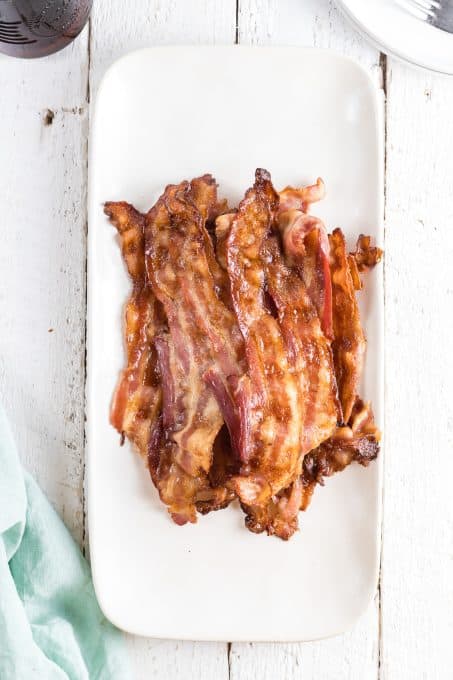 Crispy bacon on a plate.