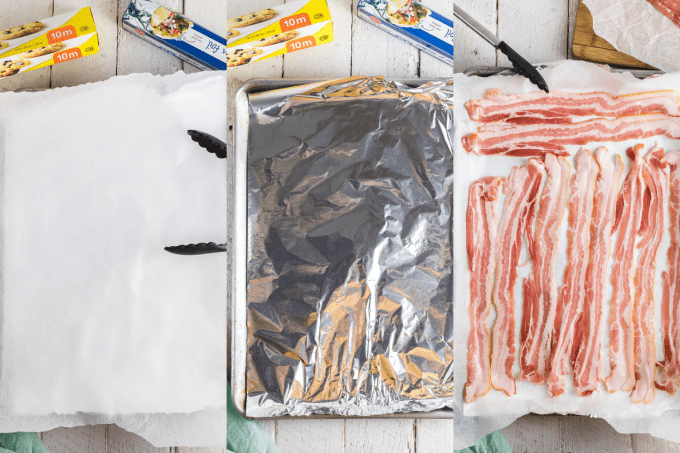 Process photos for baking bacon.