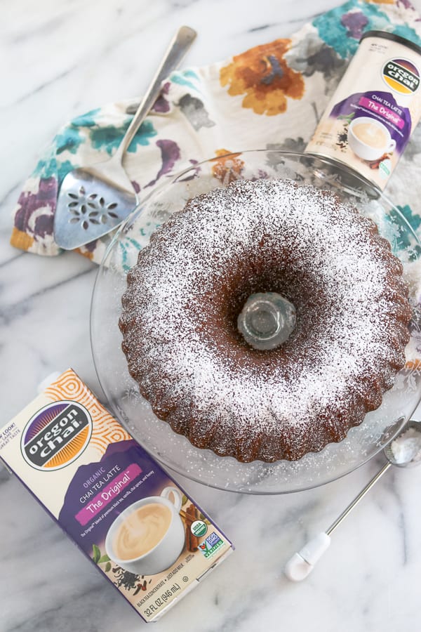 Chai Spiced Pumpkin Cake with Oregon Chai Concentrate and Oregon Chai Powdered Mix.