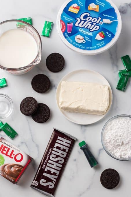 Ingredients for Chocolate Mint Dream Bars