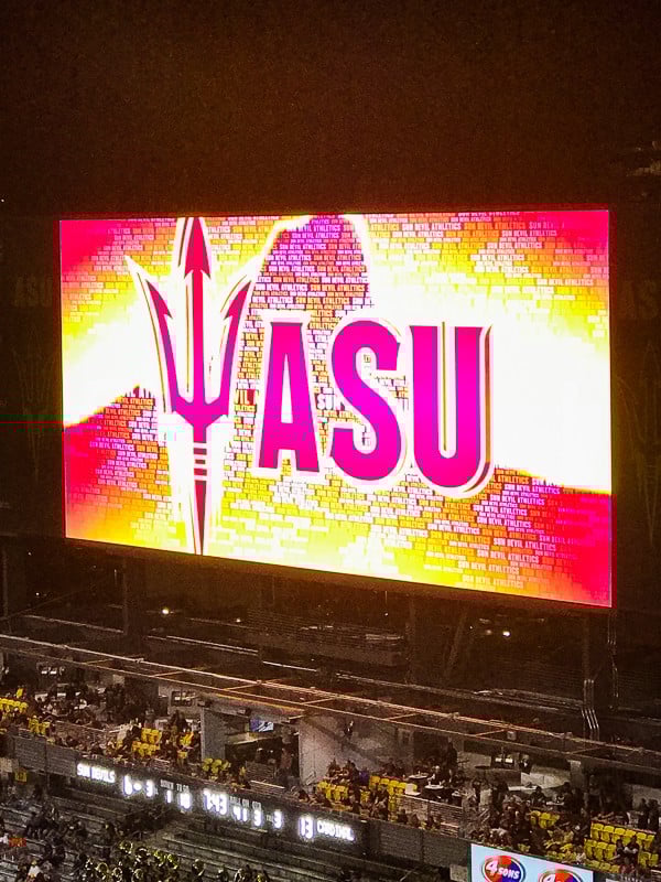 ASU Sun Devil Stadium jumbotron.