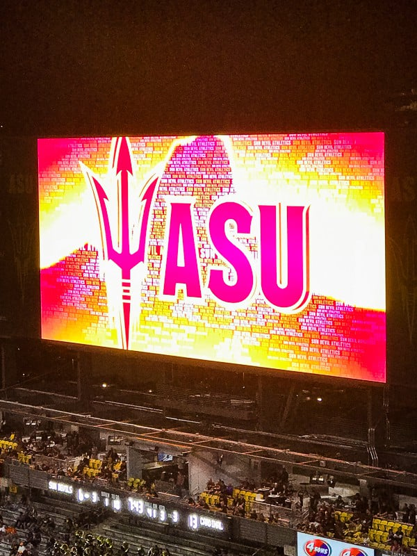 ASU Sun Devil Stadium jumbotron.