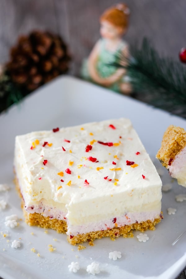 Square of Cranberry Orange Dream Bars.