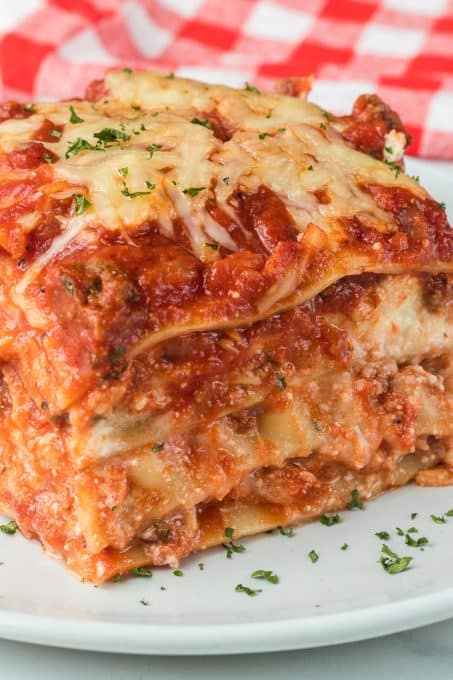 A big slice of lasagna.