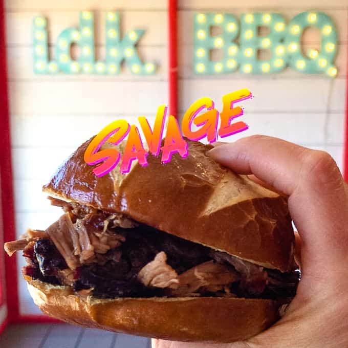 Brisket Sandwich at IDK BBQ in Cannonville, Utah.