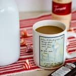 Peppermint White Chocolate Coffee Creamer in a cup of coffee.