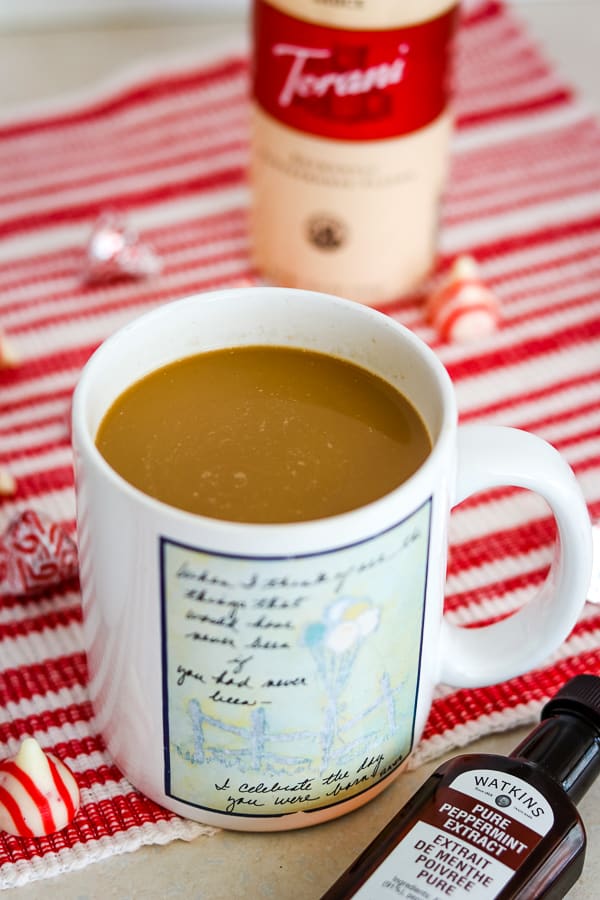 Coffee with coffee creamer in it.