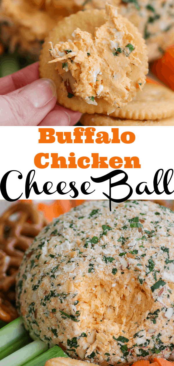 Buffalo Chicken Cheese Ball on a cracker.