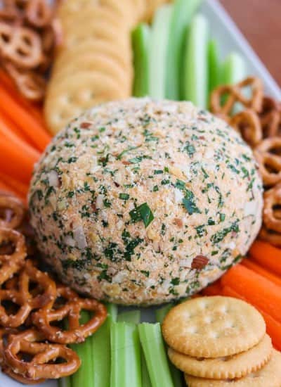 A full Buffalo Chicken Cheese Ball.