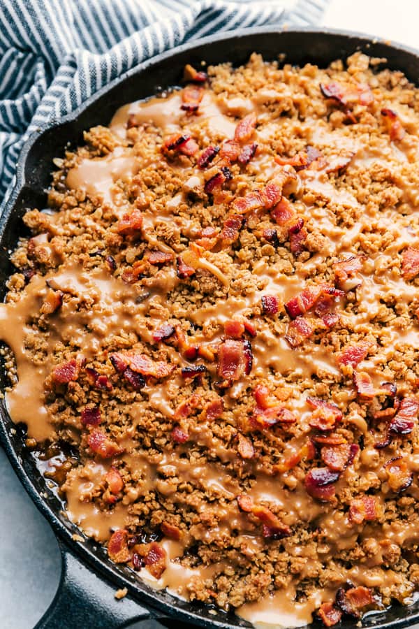 Bacon Caramel Apple Crisp Streusel with Pure Farmland Bacon.