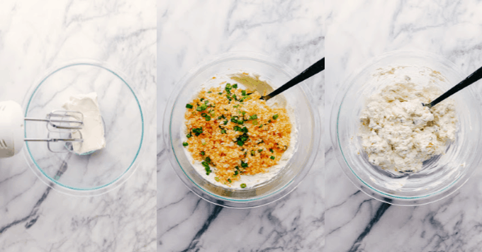 Three pictures of Jalapeño Ranch Dip in the making!