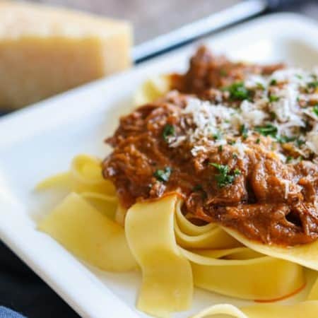 Braised Short Ribs over Pappardelle with Parmesan.