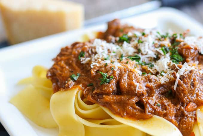 Braised Short Ribs with Parmesan cheese.