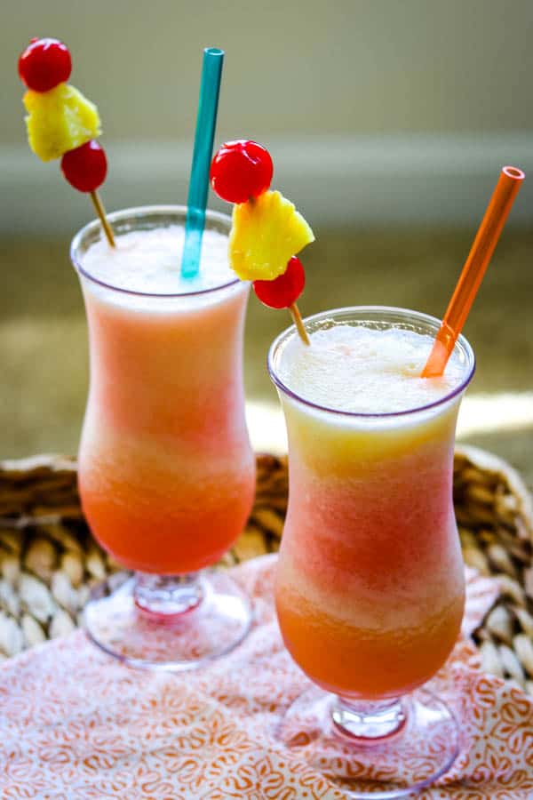Two glasses of Frozen Bahama Mama Two glasses of Frozen Bahama Mama