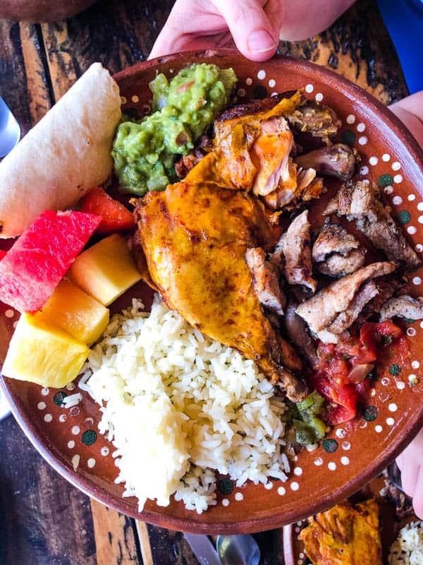 Chicken, Beans and Rice - lunch in Tulum, Mexico.