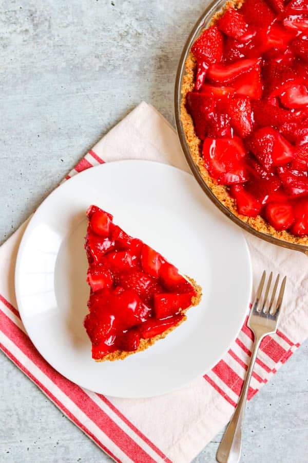 Top view of Strawberry Pretzel Pie.