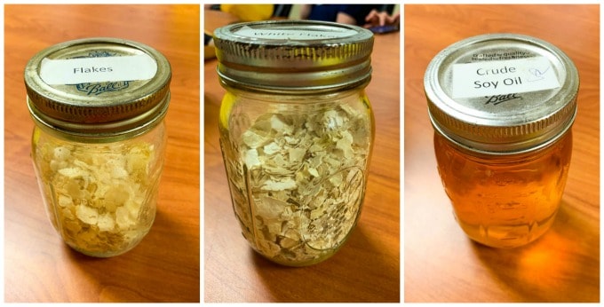 Oil is extracted from soybean flakes.
