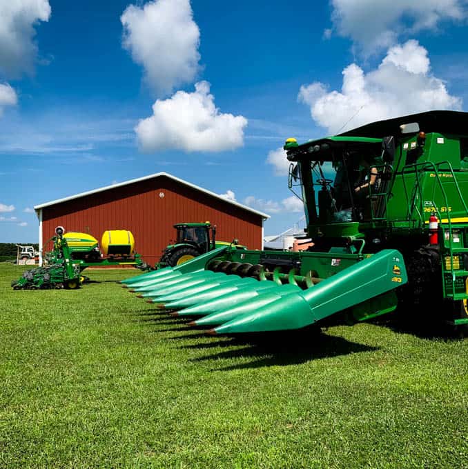 Soybean farming equipment used at Lazy Day Farms.